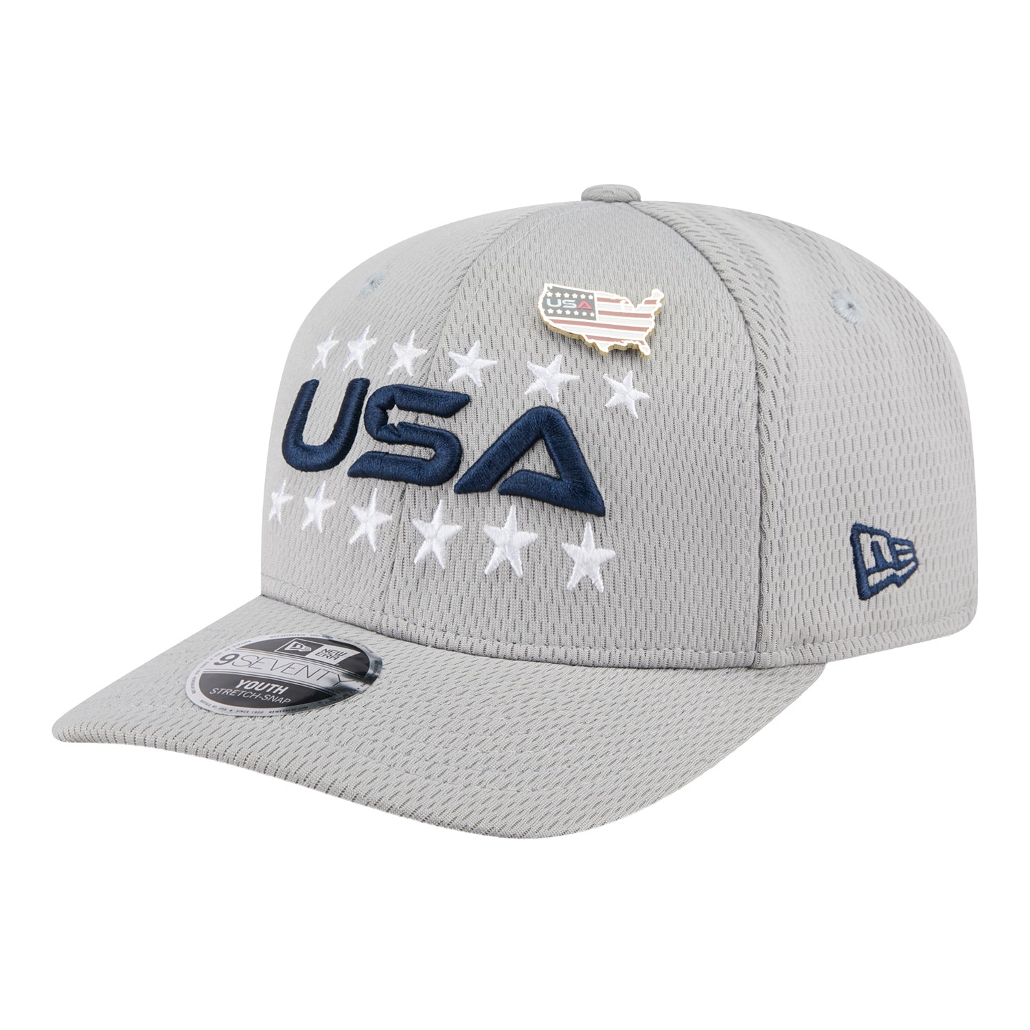 New Era 2025 Ryder Cup Youth Team Hat in Light Grey - Angled Front Left View