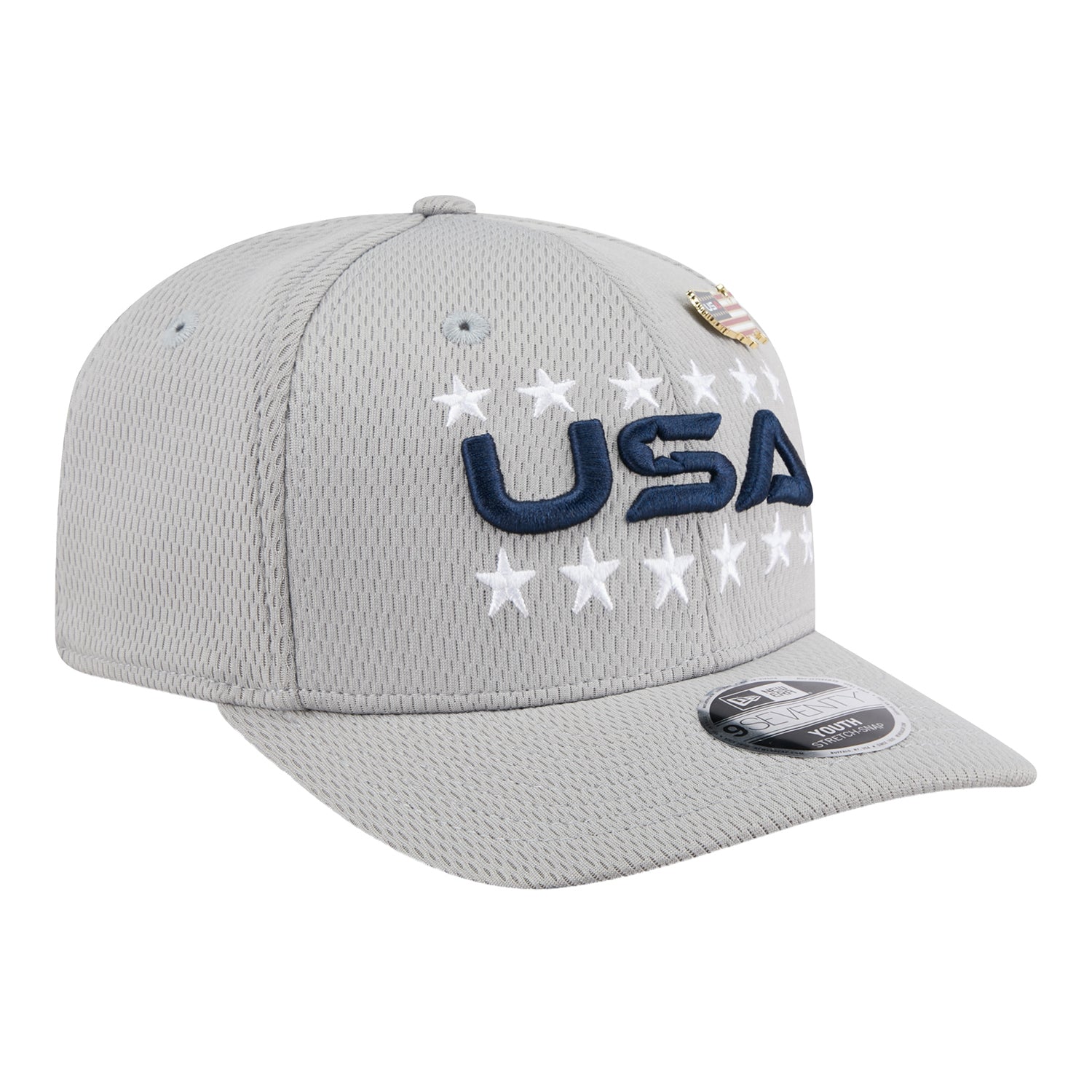 New Era 2025 Ryder Cup Youth Team Hat in Light Grey - Angled Front Left View