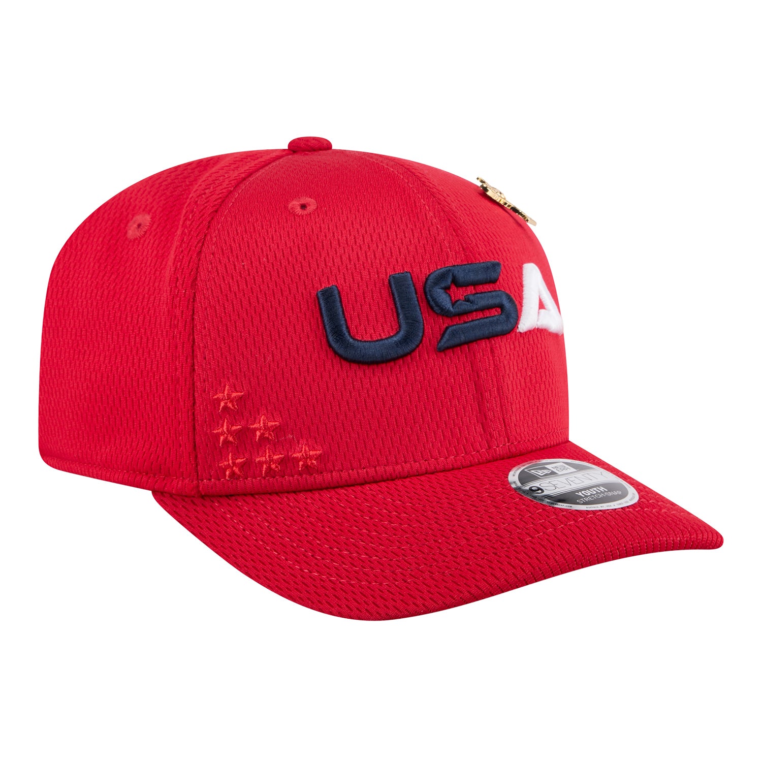 New Era 2025 Ryder Cup Youth Team Hat in Red - Angled Front Left View