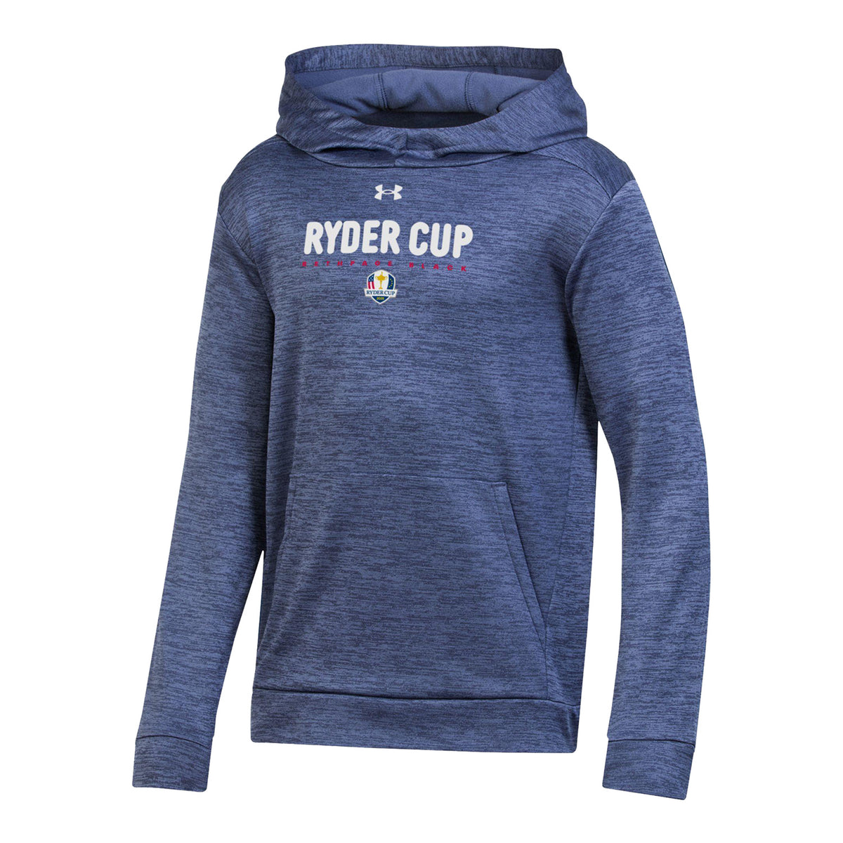 Under Armour 2025 Ryder Cup Youth Flag Text Hoodie in Navy Twist - Front View