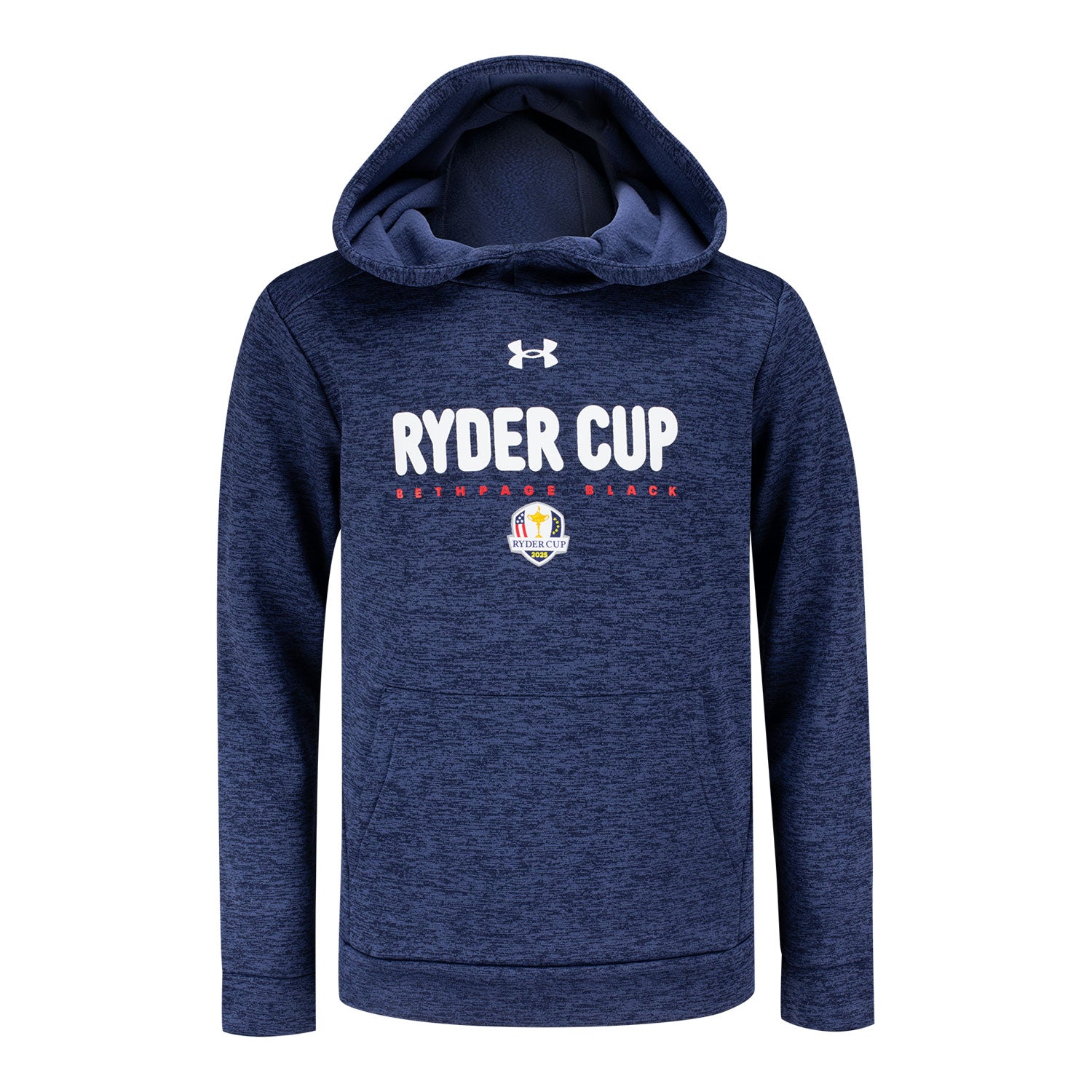 Under Armour 2025 Ryder Cup Youth Flag Text Hoodie in Navy Twist - Front View