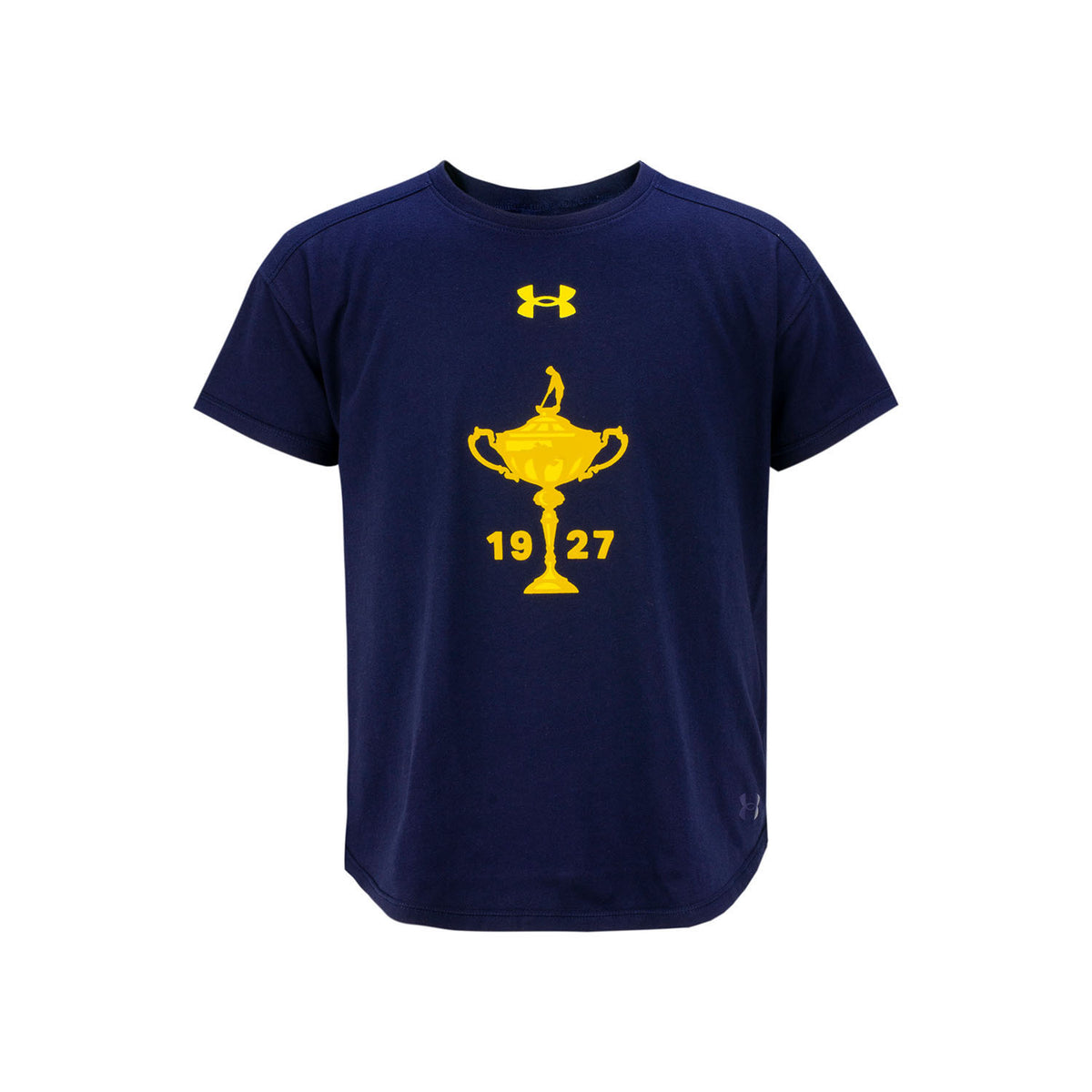 Girls Youth Performance Cotton SS Tee in Navy- Front View