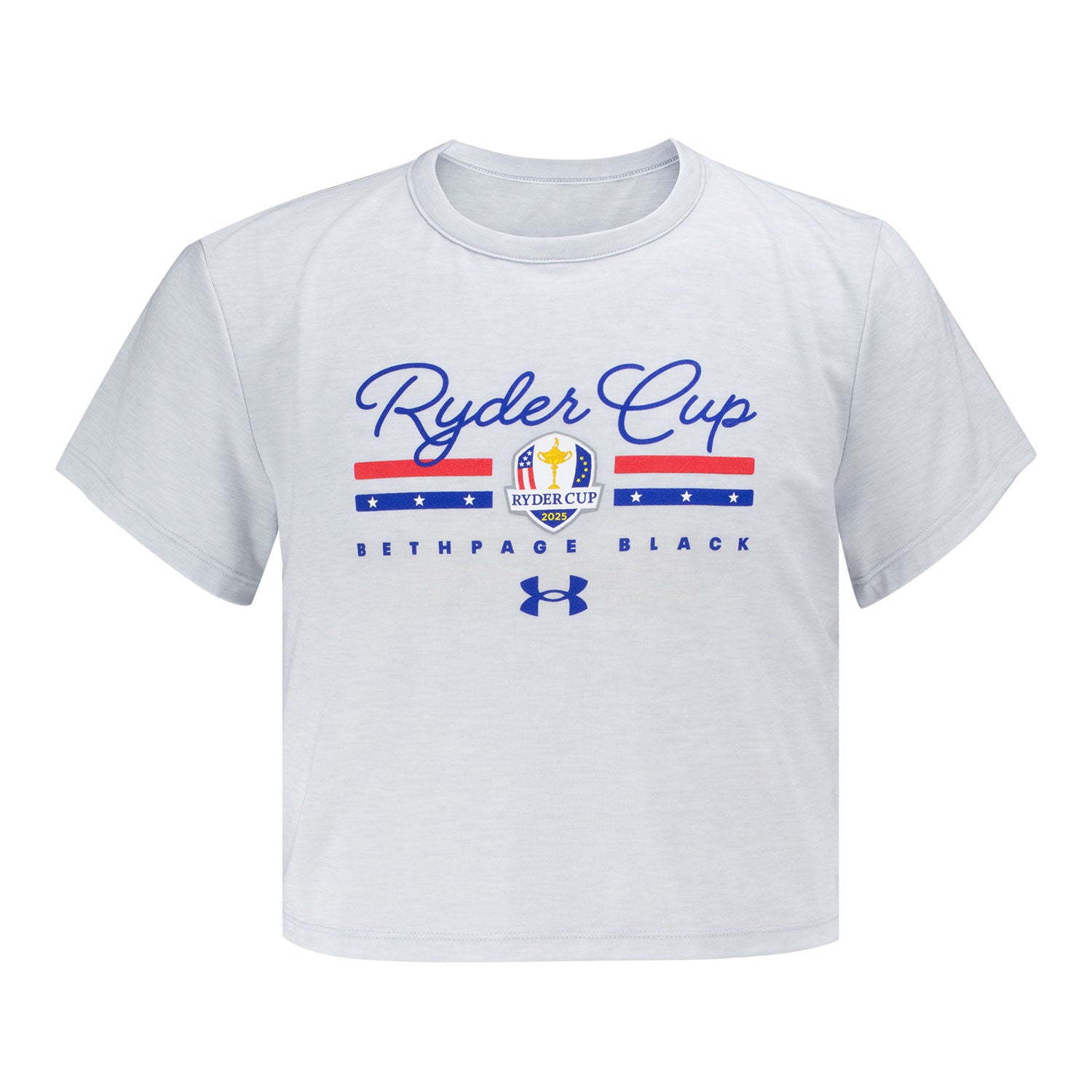 Under Armour 2025 Ryder Cup Youth Breezy Script T-Shirt in Halo Grey Heather - Front View