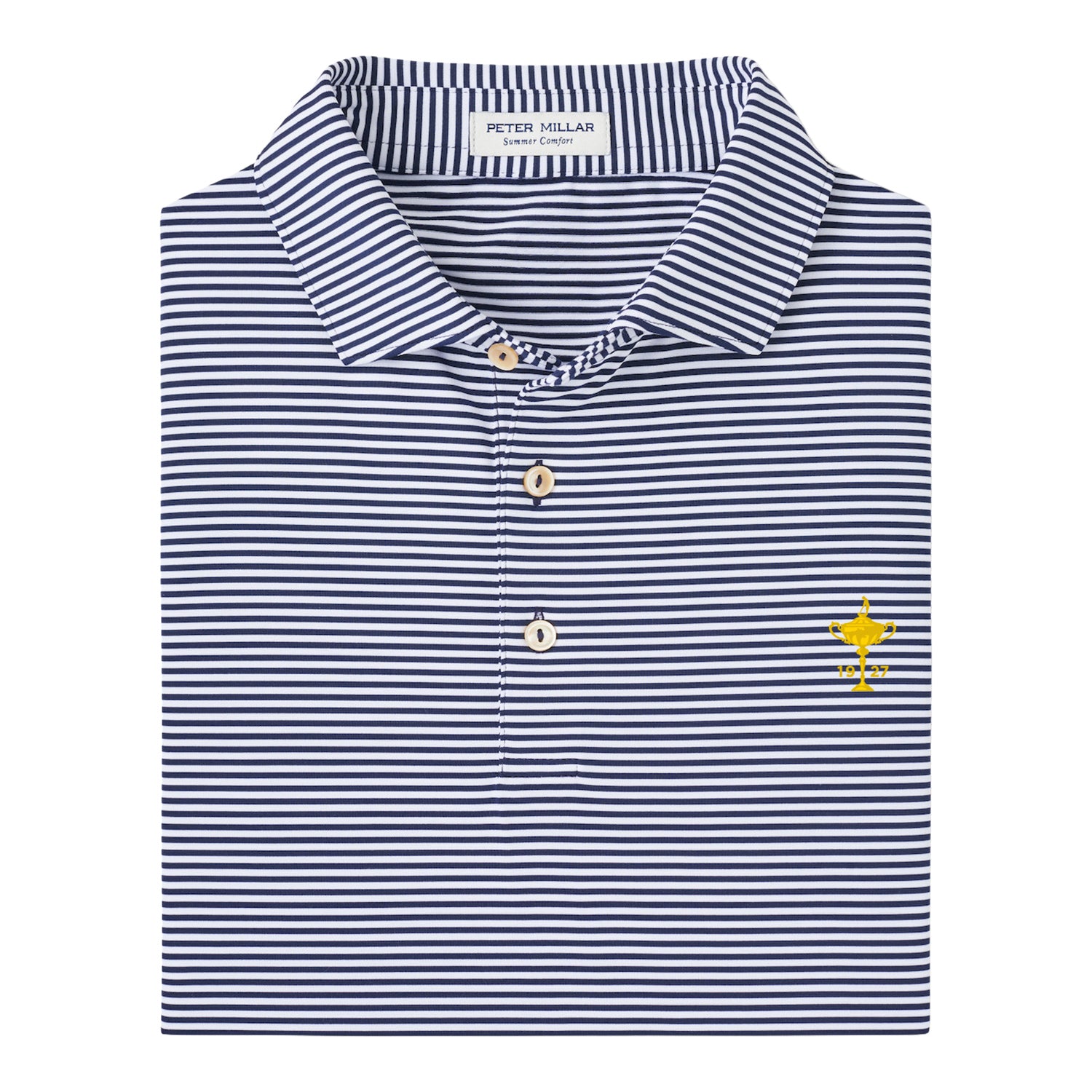 Peter Millar 1927 Trophy Hales Stripe Polo in Navy - Front View