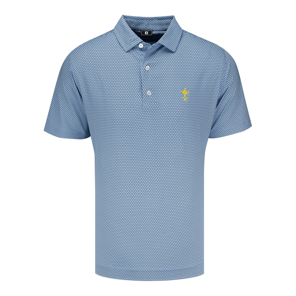FootJoy 1927 Trophy Stellar Print Polo in Navy, White, and Blue - Front View