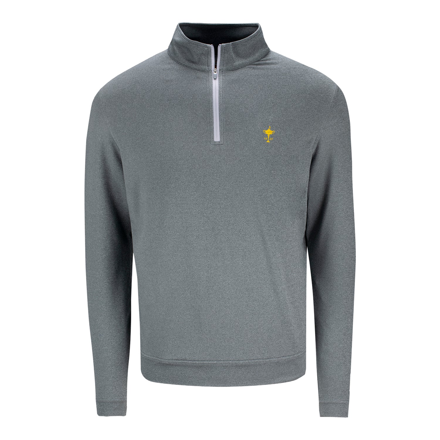 Peter Millar 1927 Trophy Melange Perth Quarter Zip in Smoke - Front View