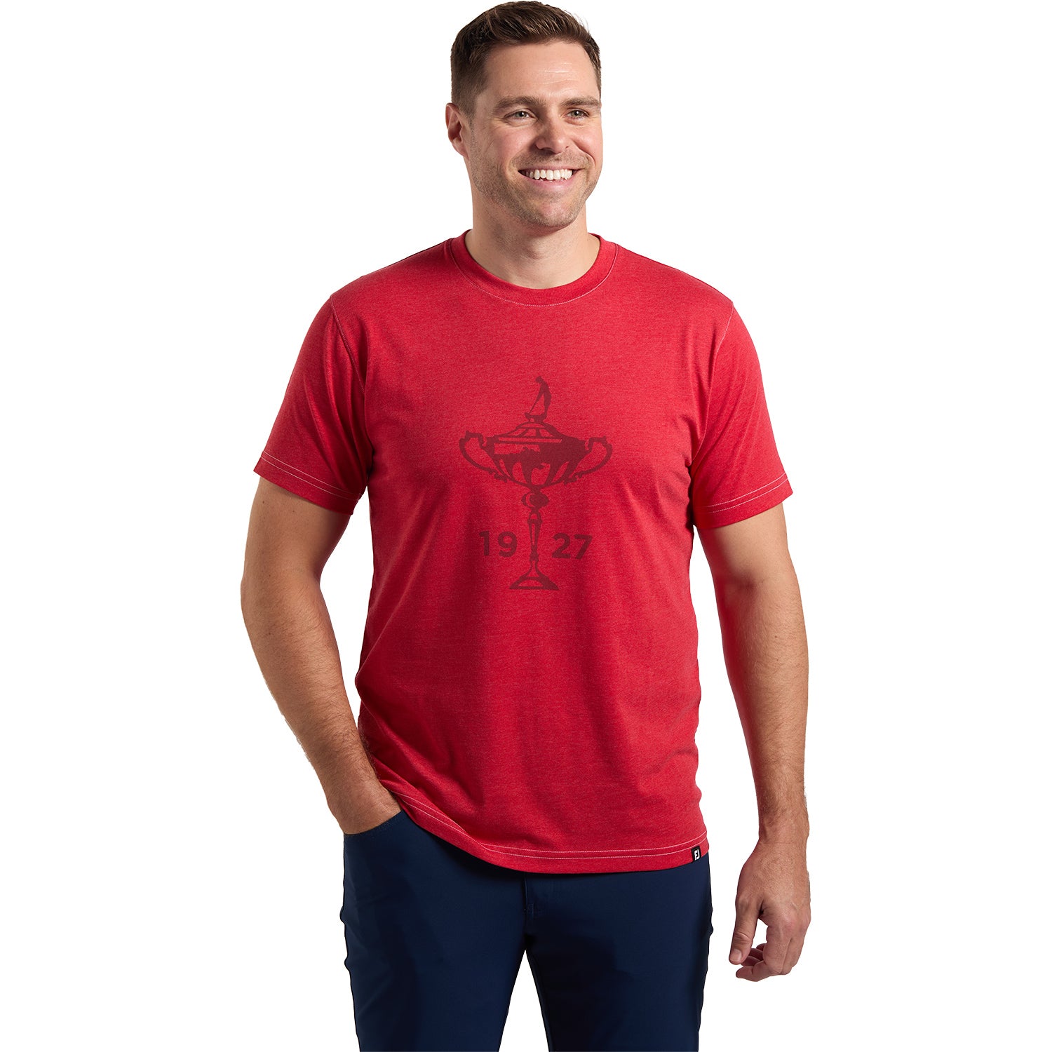 FootJoy 1927 Trophy Large Logo T-Shirt in Red - Front View