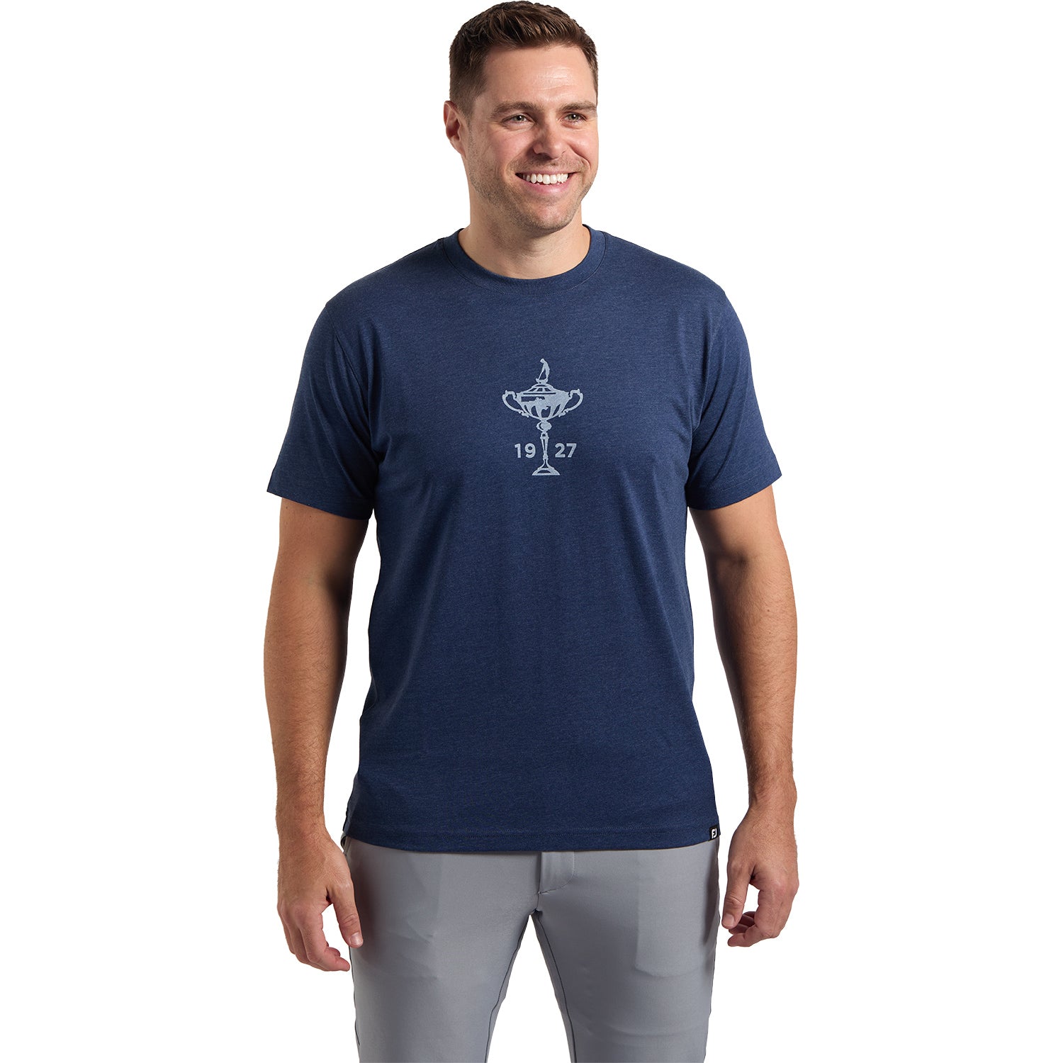 FootJoy 1927 Trophy Small Logo T-Shirt in Navy - Front View
