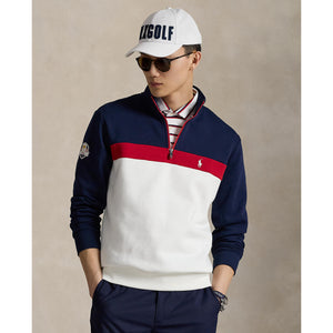Ralph Lauren 2025 Ryder Cup Fleece Quarter Zip Sweatshirt in Refined Navy Multi - Modeled Video