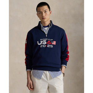 Ralph Lauren 2025 Ryder Cup Fleece Pullover in Refined Navy Multi - Modeled Video