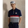 Ralph Lauren 2025 Ryder Cup Team U.S. Performance Block Stripe Polo Shirt in Refined Navy Multi - Modeled Video