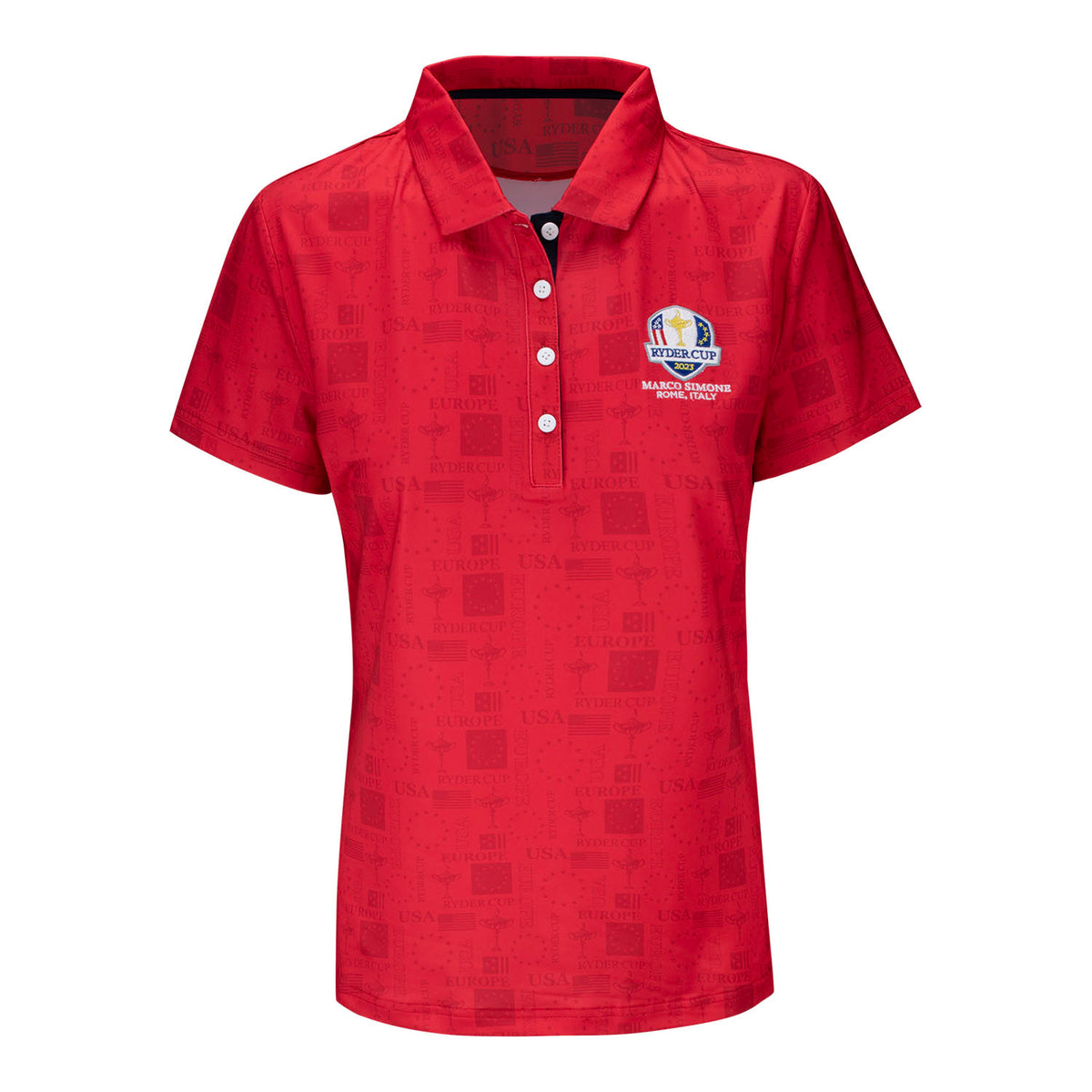 FootJoy 2023 Ryder Cup Women&#39;s Tonal Print Polo in Red- Front View