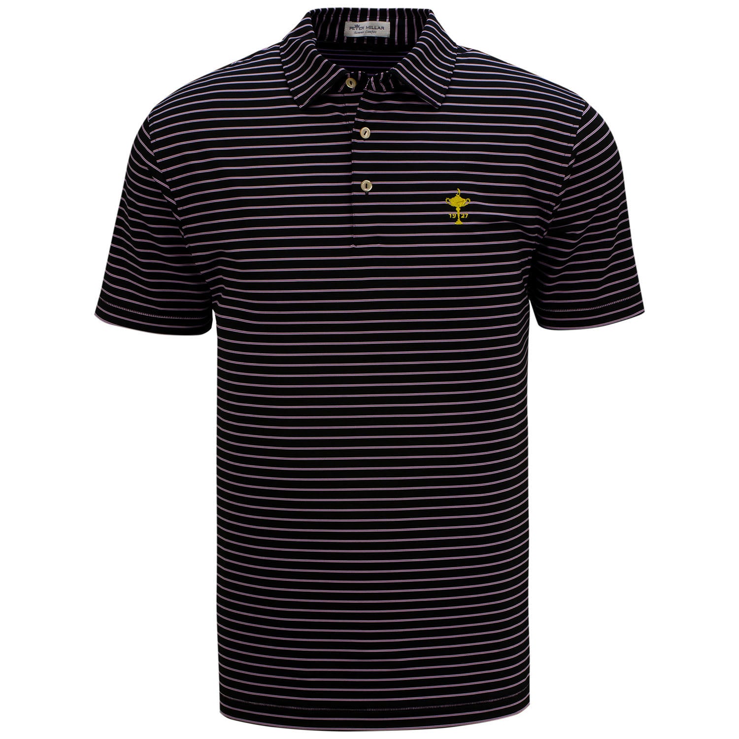 Peter Millar Drum Performance Jersey Polo in Black- Front View