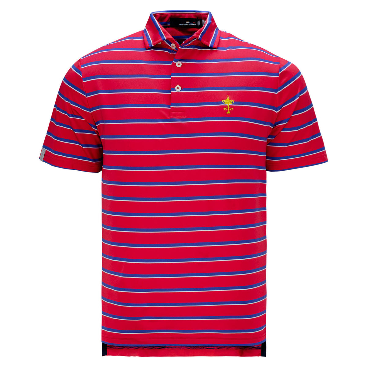 Ralph Lauren Lightweight Wide Multi Stripe Polo in Red- Front View