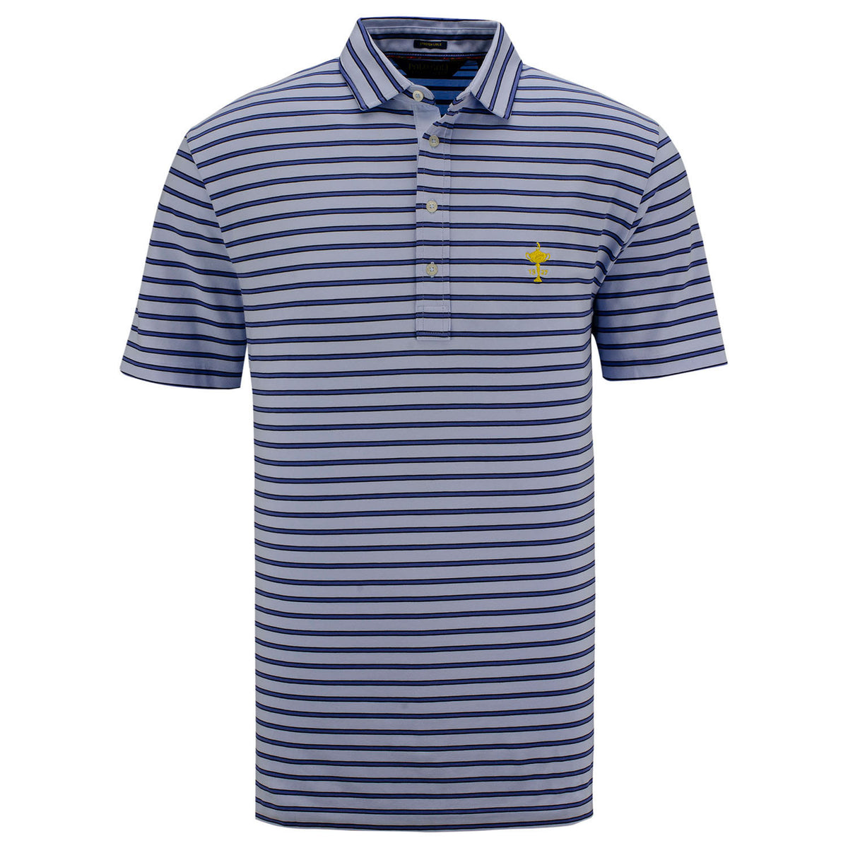 Ralph Lauren Stripe Stretch Vintage Lisle Polo in Blue- Front View