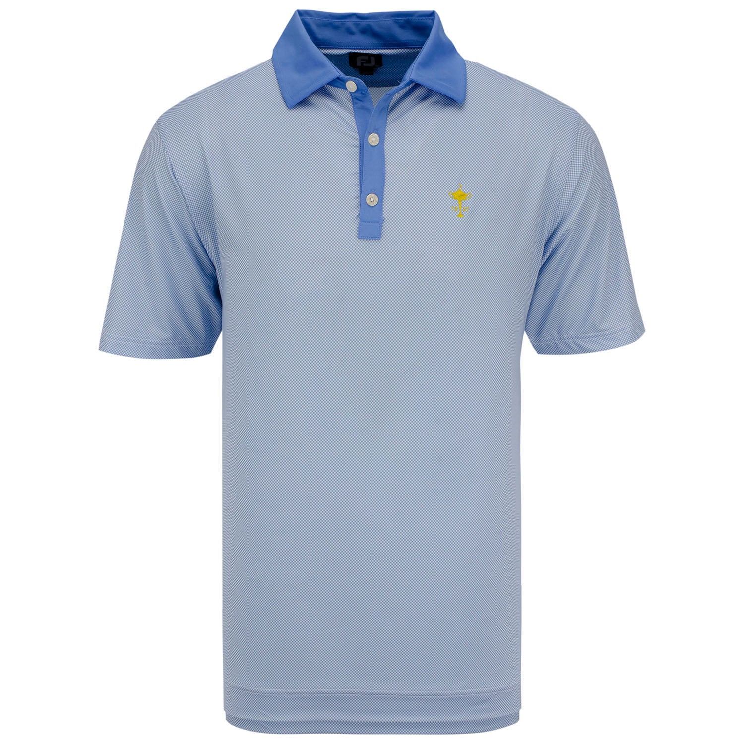 FootJoy Stretch Mini Check Polo in Blue- Front View