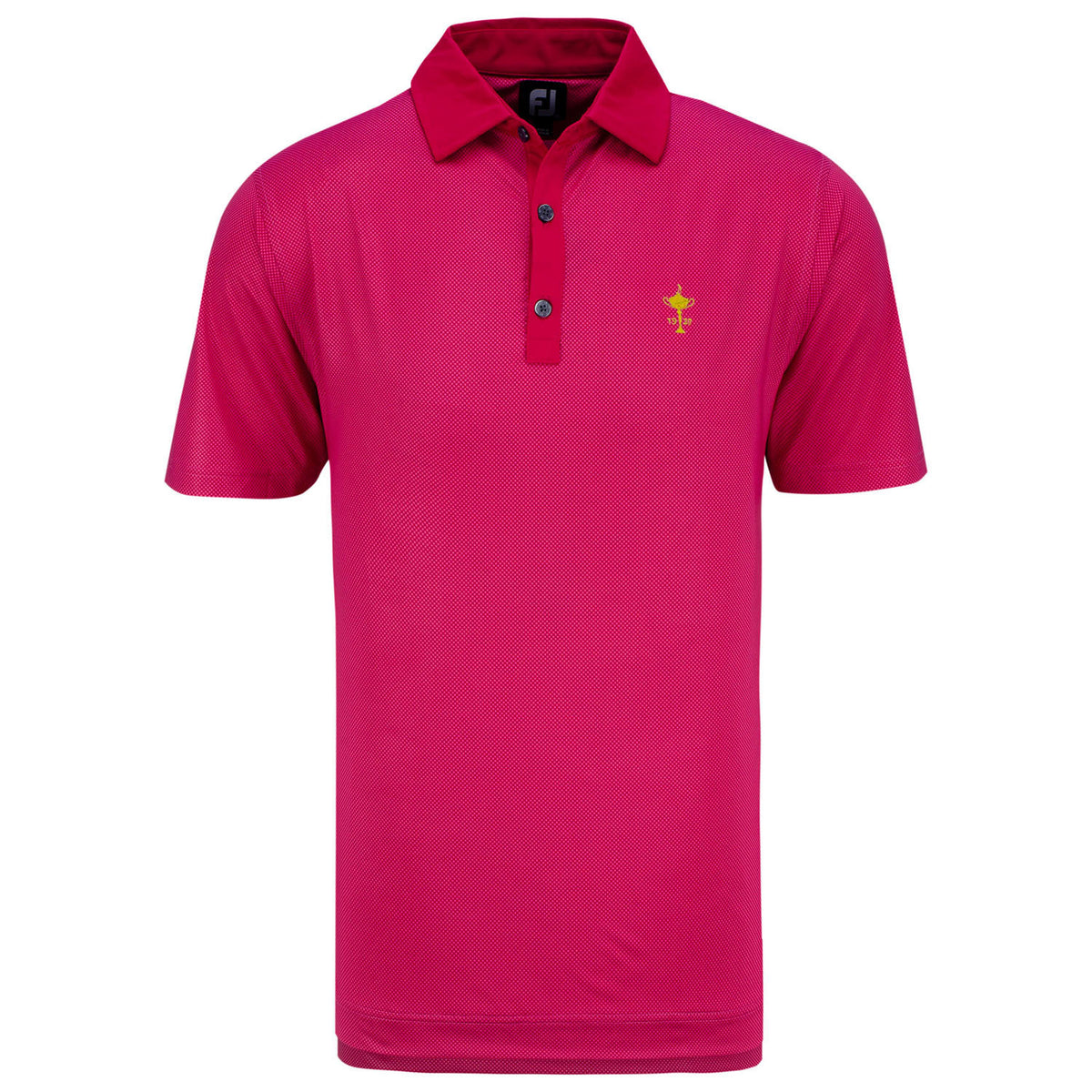 FootJoy Stretch Mini Check Polo in Ruby- Front View