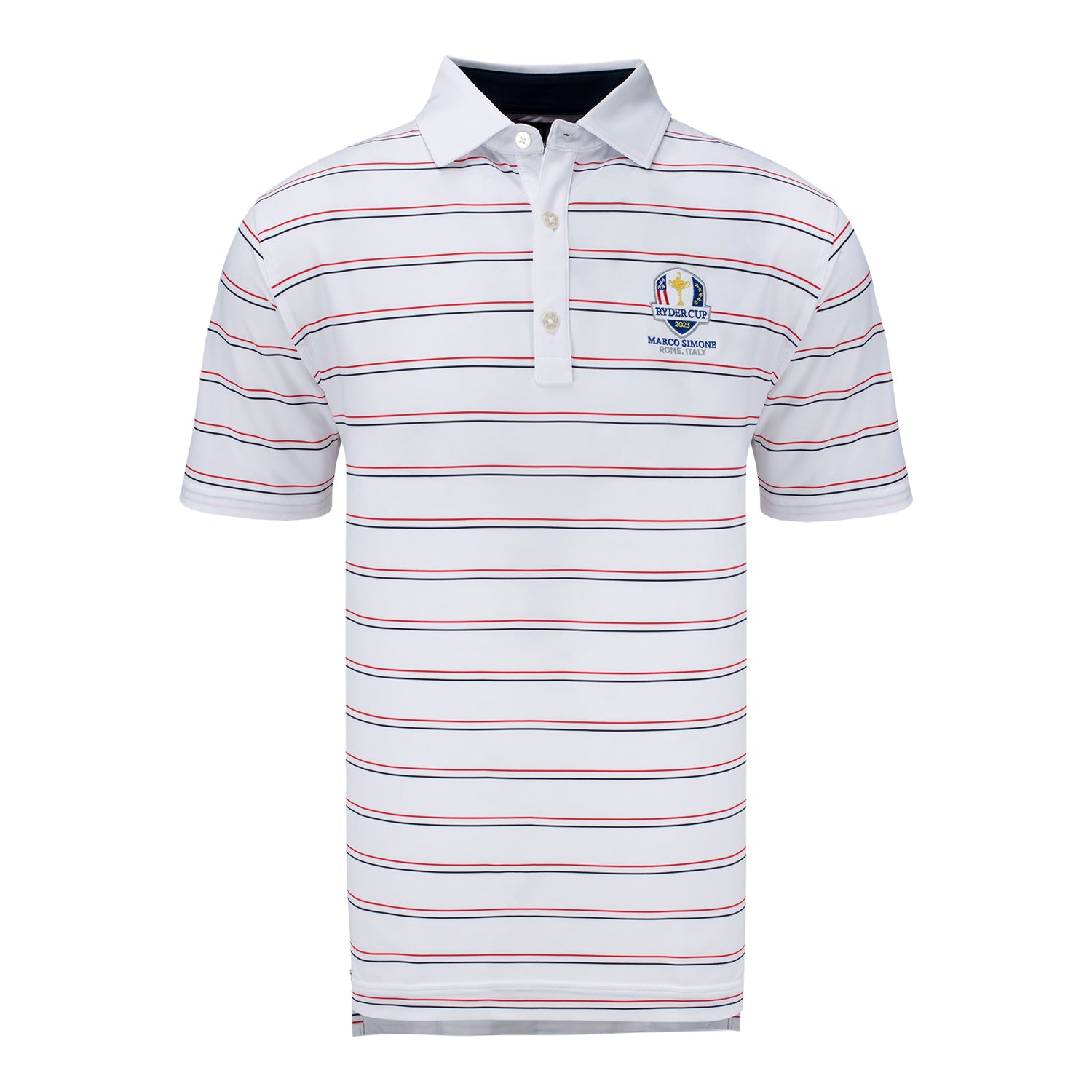 FootJoy 2023 Ryder Cup Three Color Multi Stripe Lisle Polo- Front VIew