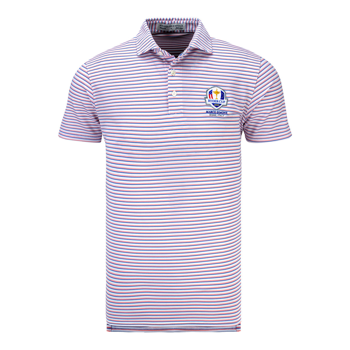 Holderness &amp; Bourne The Saxton 2023 Ryder Cup Polo in White- Front View