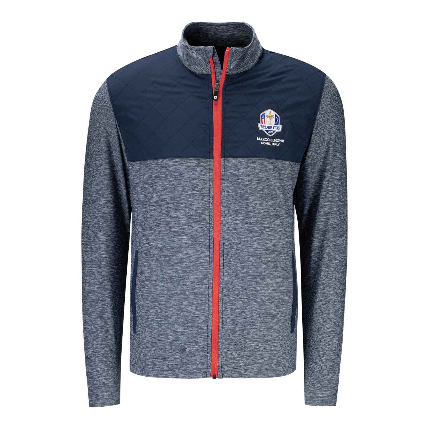 FootJoy 2023 Ryder Cup Full Zip Hybrid Jacket in Navy- Front View