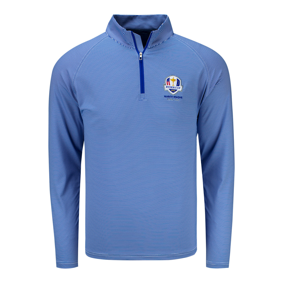 Holderness &amp; Bourne The Reid 2023 Ryder Cup Pullover in Blue- Front View