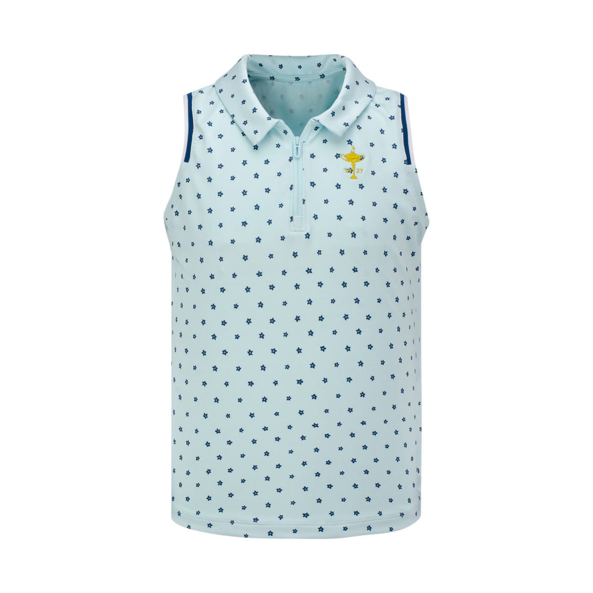 Girls Youth Under Armour Zinger Dizty Floral Polo in Blue- Front View