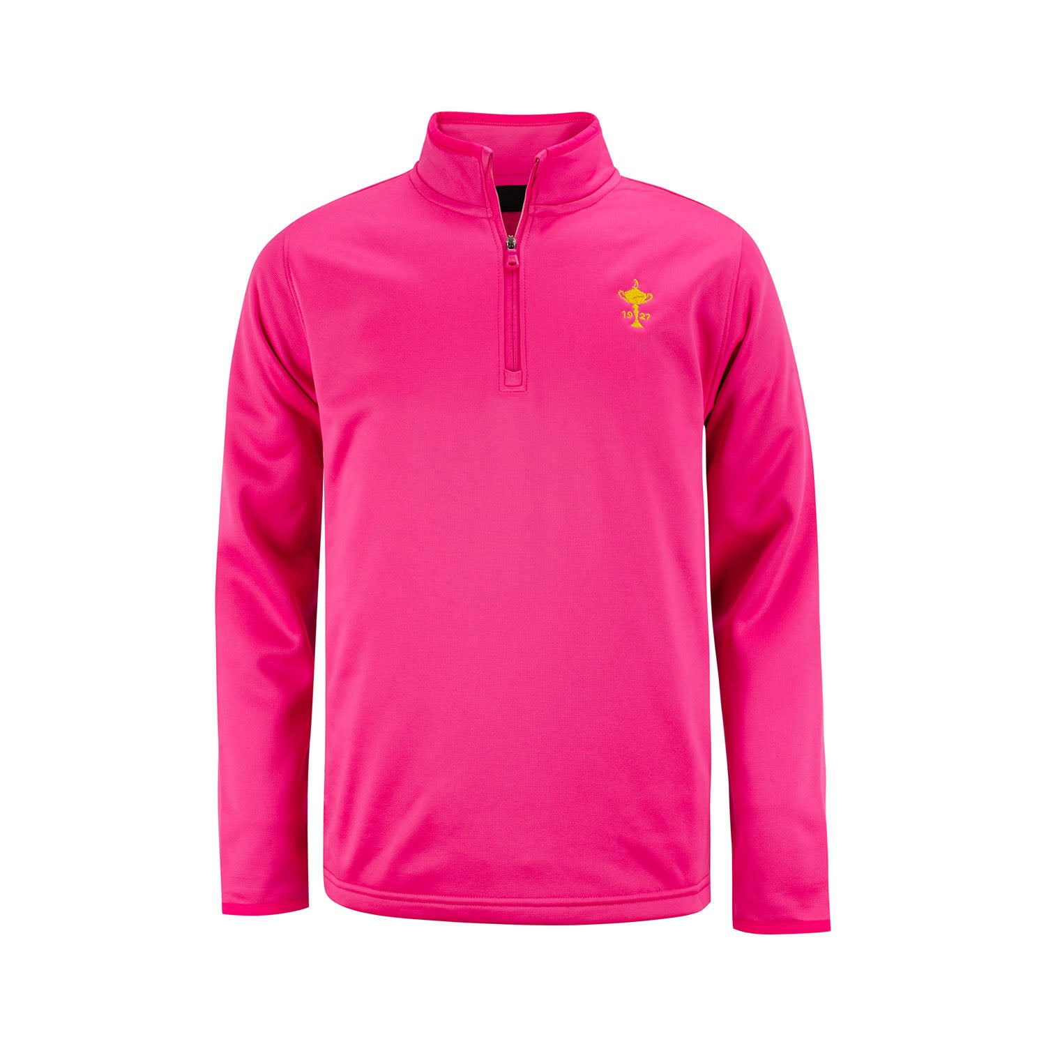 Girls Youth Armour Fleece 1/2 Zip in Pink- Front View