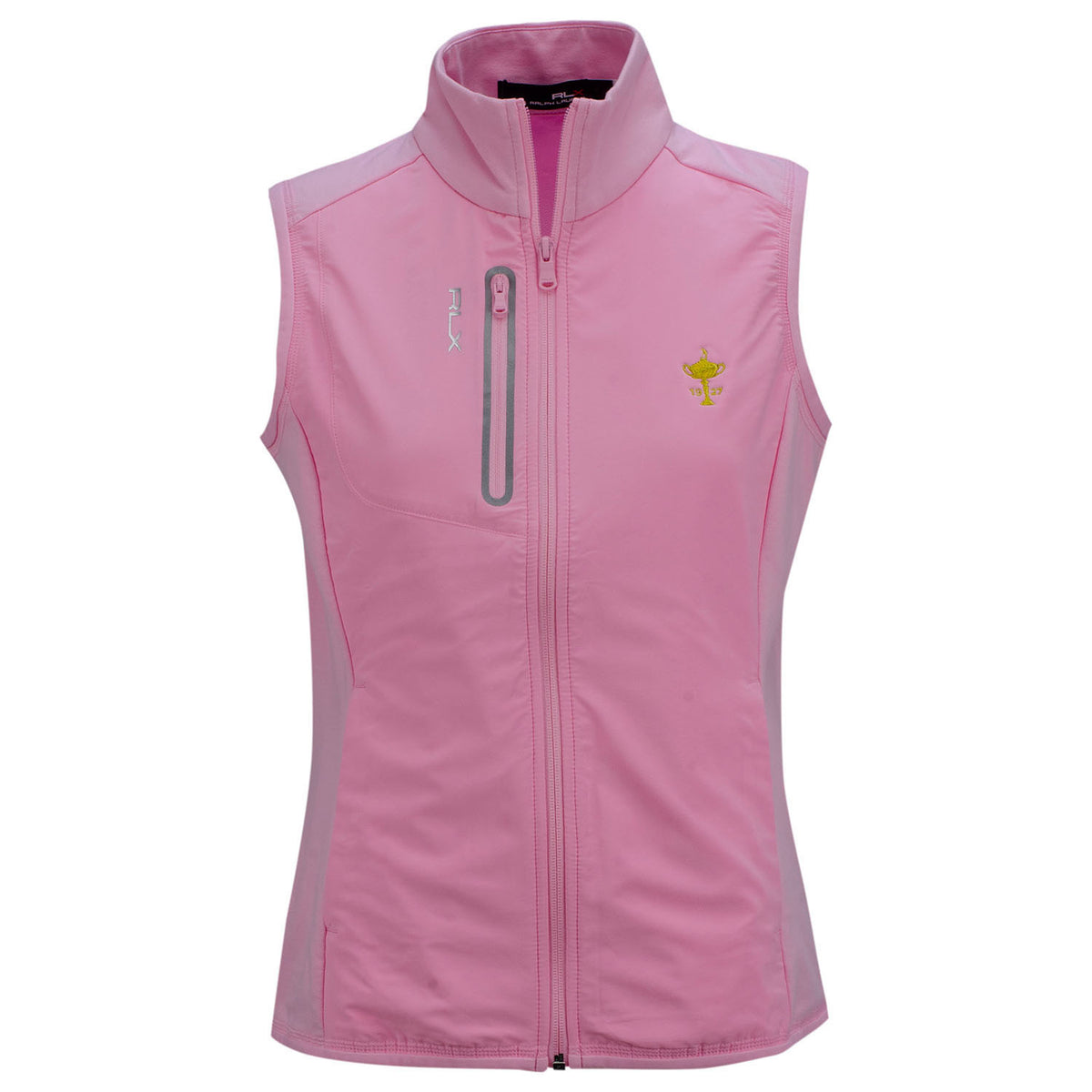 Ralph Lauren Women&#39;s Tech Terry Full Zip Vest in Pink- Front View